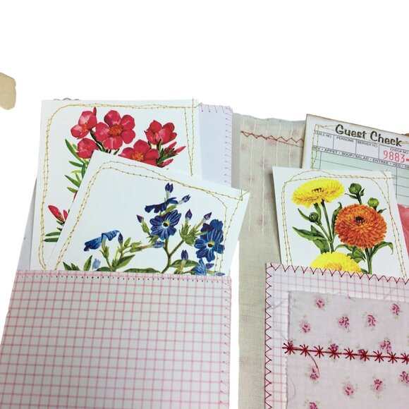 Writing Junk Journal Vintage Style Fabric Cover Diary Includes Ephemera No13 u - Picture 10 of 10